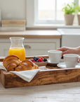 Luxury Handcrafted Olive Wood Tray | Rectangular Serving Board with Handles