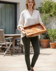 Luxury Handcrafted Olive Wood Tray | Rectangular Serving Board with Handles