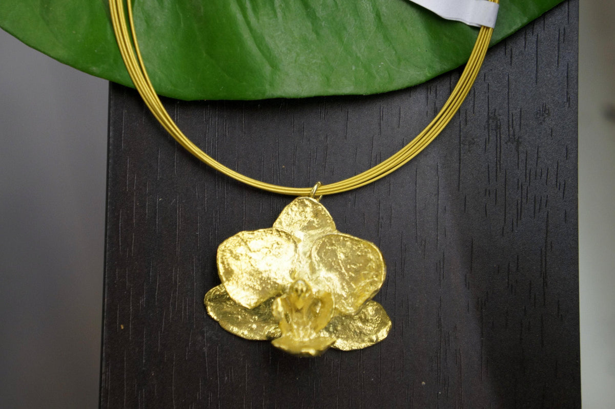 Orchid Necklace: Delicate Real Flower Jewelry (Gold Plated Silver)