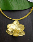 Orchid Necklace: Delicate Real Flower Jewelry (Gold Plated Silver)