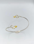 Handmade Olive Leaf and blossom Bracelet for Women. Recycled Sterling Silver 925 Unique and Luxury jewellery.