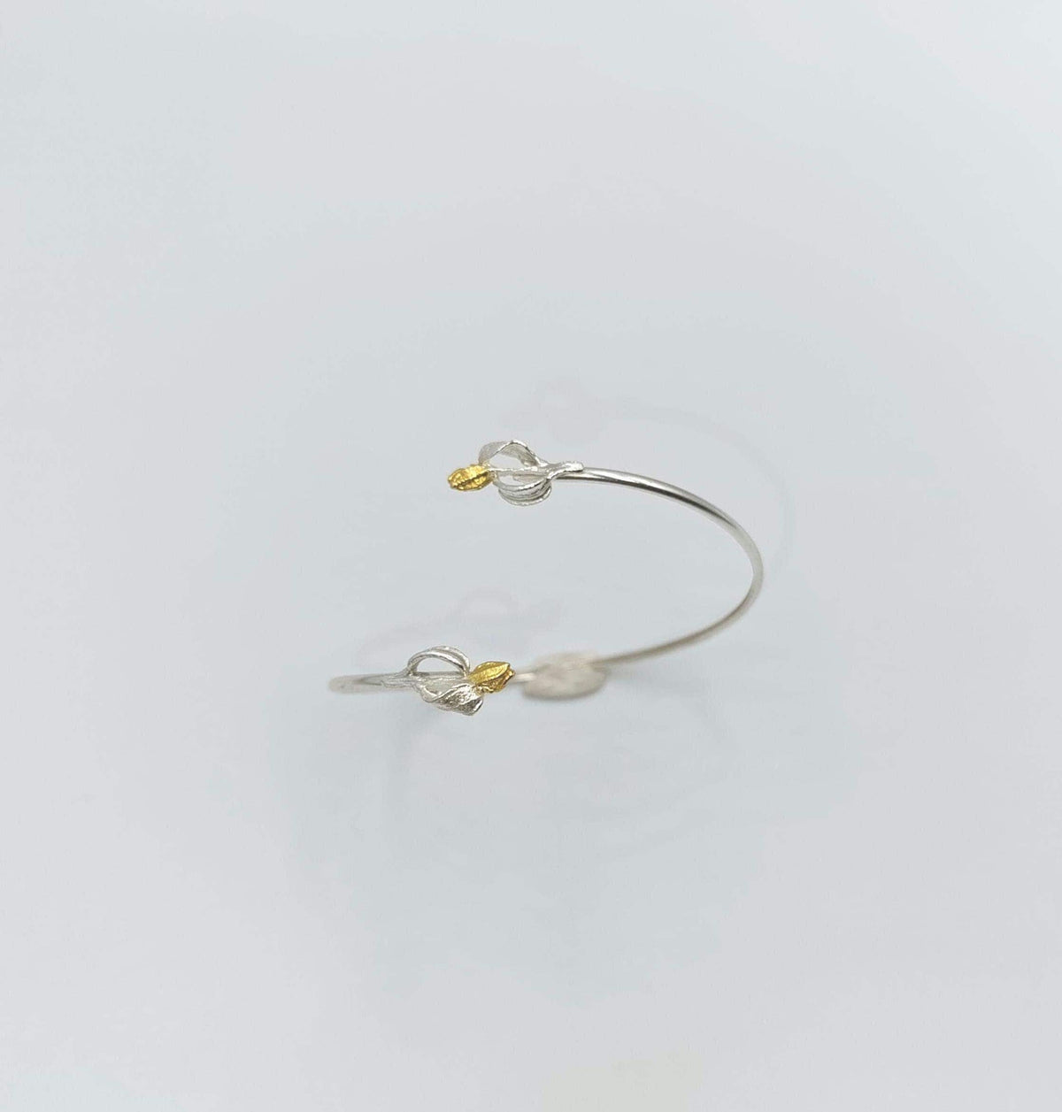 Handmade Olive Leaf and blossom Bracelet for Women. Recycled Sterling Silver 925 Unique and Luxury jewellery.