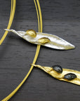 Real Olive Leaf Necklace, Handmade Minimalist Jewelry, Organic Tree Pendant Band, Gift for Health & Success, Gold and Sterling Silver 925