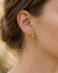 Women gift jewelry,Spiral Stud Earrings, Jasmine Twig in sterling silver 925 or 14k Gold Plated.Spiral symbol of life's unfolding journey.