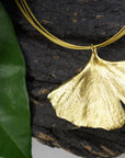 Real Gingko Biloba Necklace, 14K Gold Plated Brass Pendant, Natural Leaf Necklace, Handmade Boho Jewelry Gift, Birthday Gift for Women
