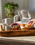 Luxury Handcrafted Olive Wood Tray | Rectangular Serving Board with Handles