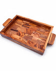 Luxury Handcrafted Olive Wood Tray | Rectangular Serving Board with Handles