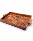 Luxury Handcrafted Olive Wood Tray | Rectangular Serving Board with Handles