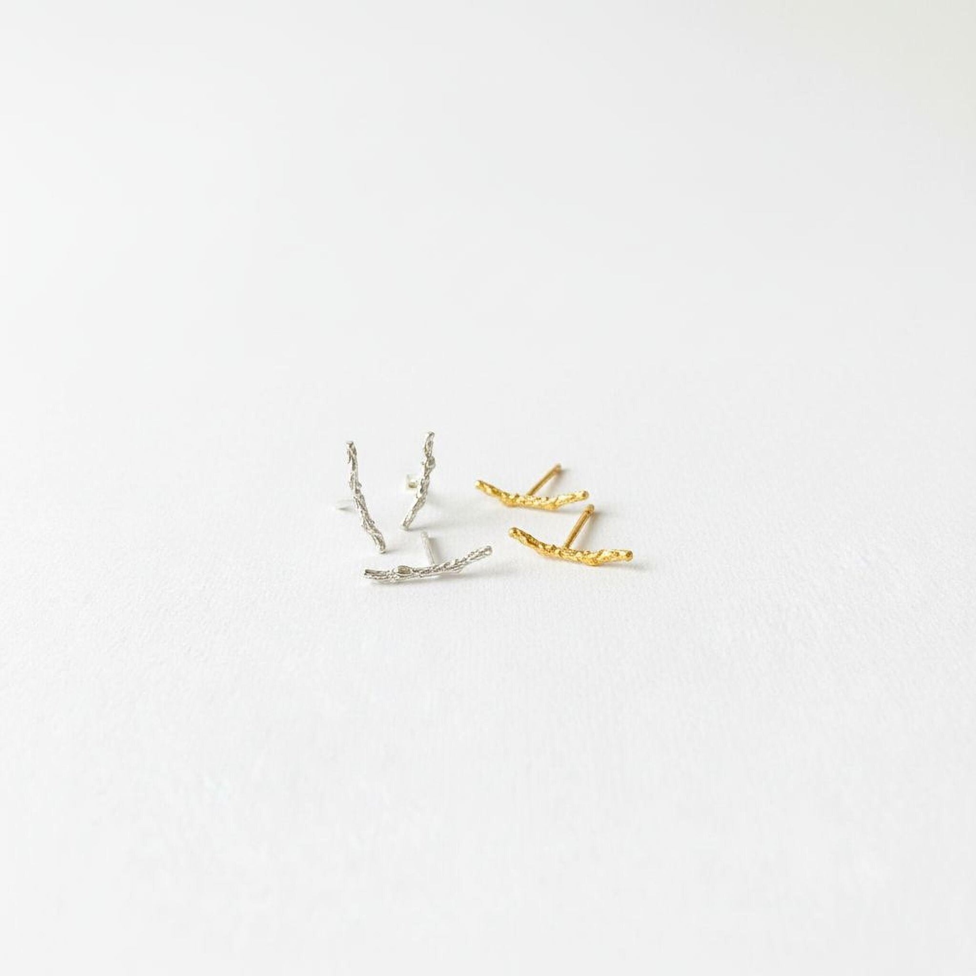 Real Juniper Branch Studs, Handmade Minimalist Jewelry, Organic Forest Earrings, Dainty Gift for Health &amp; Resilience, Sterling Silver 925