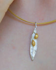 Real Olive Leaf Necklace, Handmade Minimalist Jewelry, Organic Tree Pendant Band, Gift for Health & Success, Gold and Sterling Silver 925