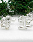 Silver Honeycomb Cufflinks, Handmade Men's Accessories for Suit, Jewelry Inspired by Bees, Sterling Silver 925