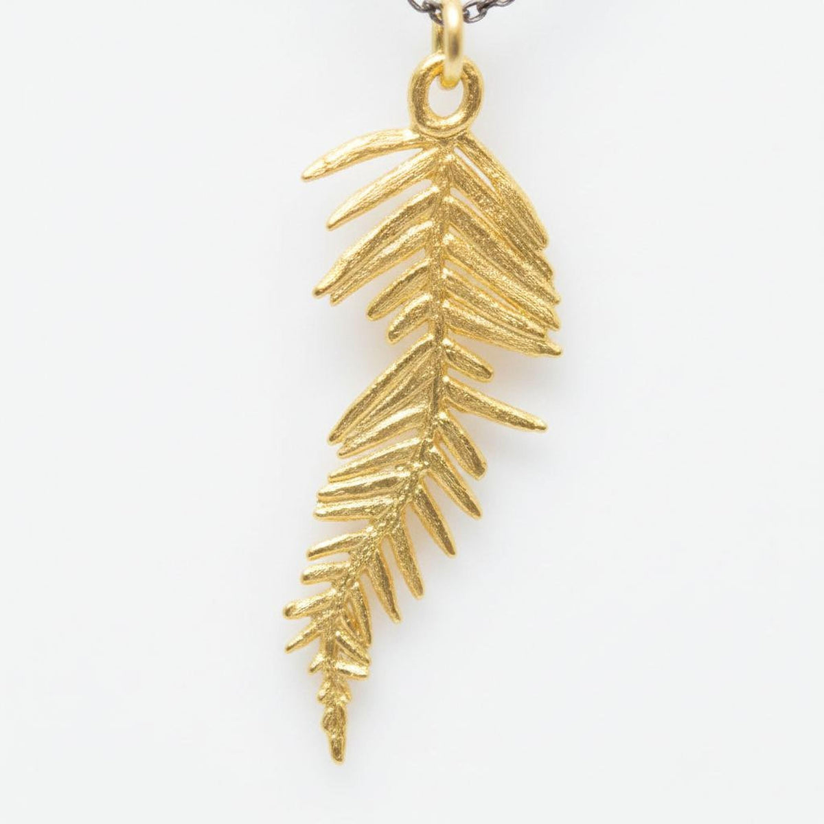 Solid Gold Acacia Leaf Necklace, Handmade Nature Jewelry, Organic Forest Pendant, Gift for Vitality &amp; Health, Real Gold (9K, 14K, 18K)