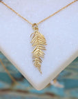 Solid Gold Acacia Leaf Necklace, Handmade Nature Jewelry, Organic Forest Pendant, Gift for Vitality & Health, Real Gold (9K, 14K, 18K)