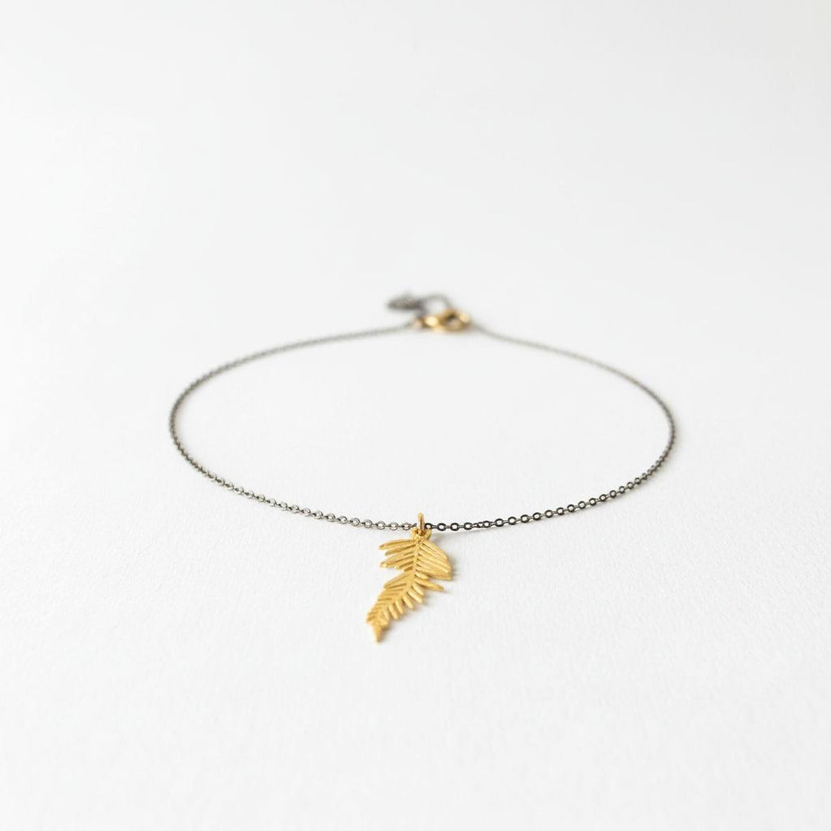 Solid Gold Acacia Leaf Necklace, Handmade Nature Jewelry, Organic Forest Pendant, Gift for Vitality &amp; Health, Real Gold (9K, 14K, 18K)