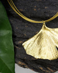 Real Ginkgo Biloba Leaf Necklace, Handmade Nature Jewelry, Organic Forest Pendant, Gift for Longevity & Success, Sterling Silver 925