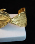 Real Hibiscus Leaf Bracelet, Handmade Nature Jewelry, Organic Forest Cuff, Gift for Beauty & Vitality, Gold or Sterling Silver 925