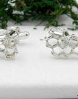 Silver Honeycomb Cufflinks, Handmade Men's Accessories for Suit, Jewelry Inspired by Bees, Sterling Silver 925