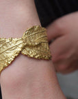 Real Hibiscus Leaf Bracelet, Handmade Nature Jewelry, Organic Forest Cuff, Gift for Beauty & Vitality, Gold or Sterling Silver 925