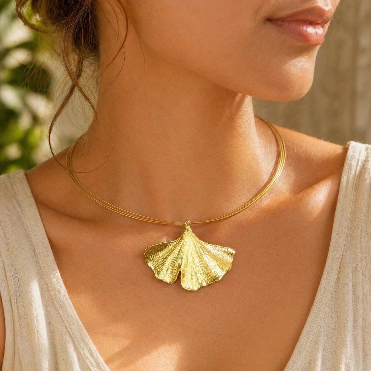 Real Ginkgo Biloba Leaf Necklace, Handmade Nature Jewelry, Organic Forest Pendant, Gift for Longevity &amp; Success, Sterling Silver 925