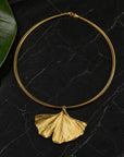 Real Gingko Biloba Necklace, 14K Gold Plated Brass Pendant, Natural Leaf Necklace, Handmade Boho Jewelry Gift, Birthday Gift for Women