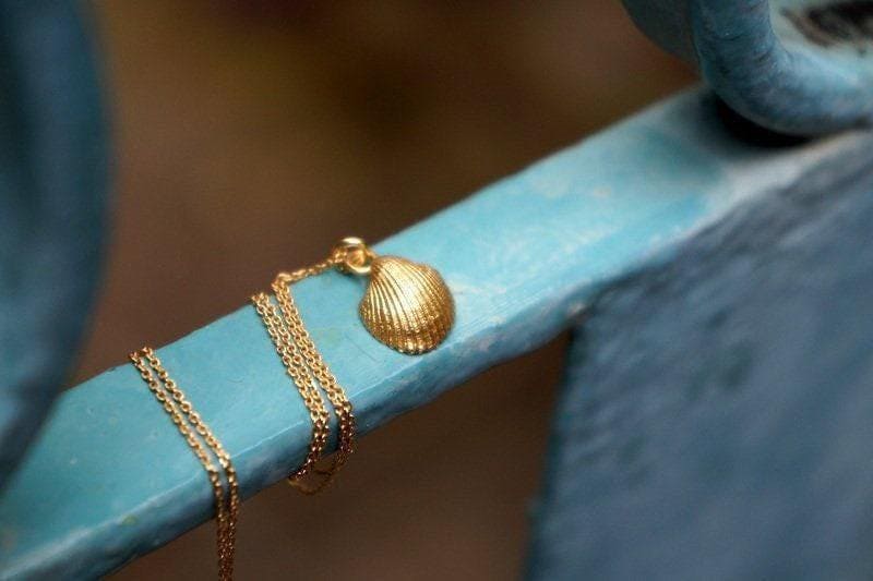 Minimalist Sea Shell Necklace, Handmade Beach Jewelry, Organic Sea Pendant, Gift for Growth &amp; Renewal, Gold or Sterling Silver 925