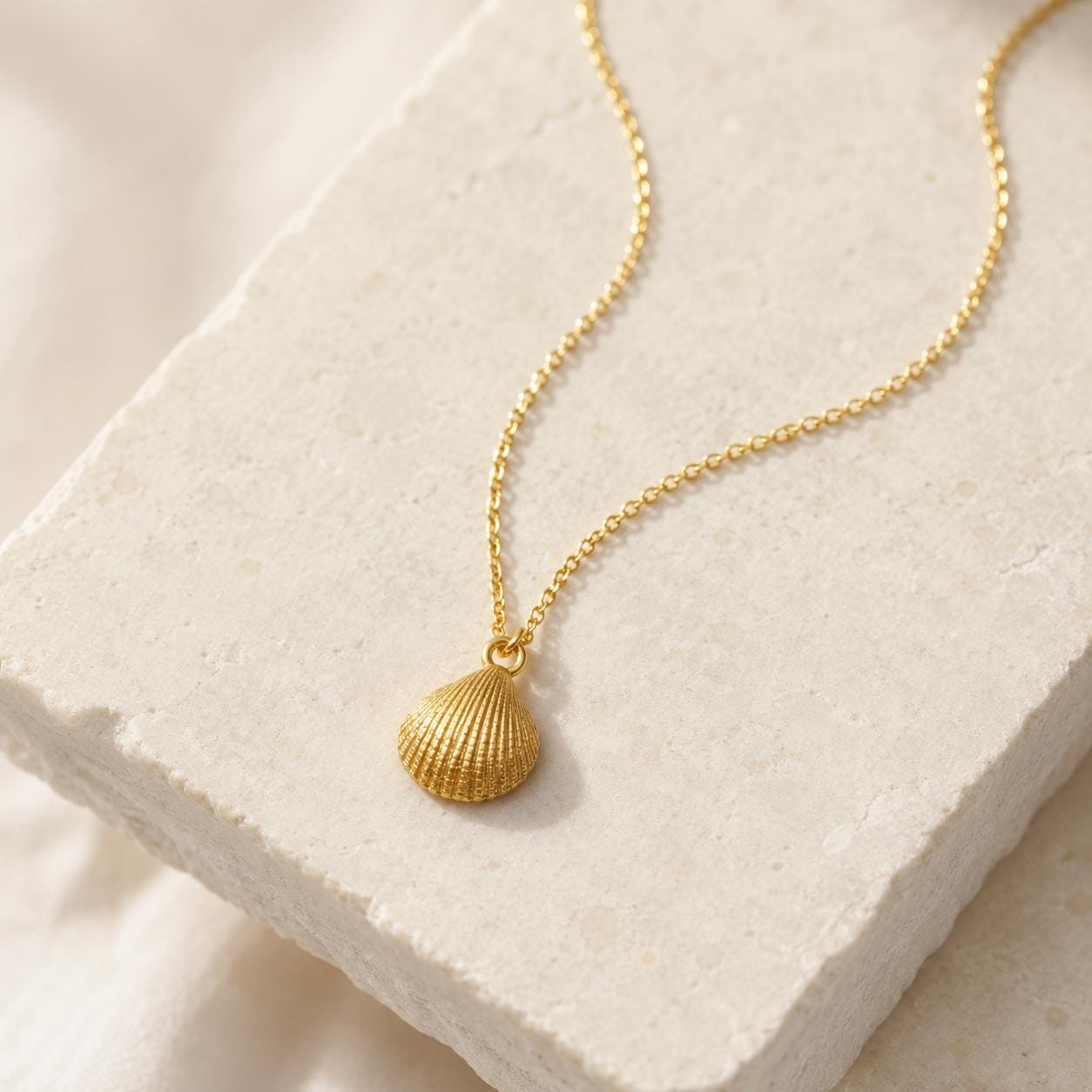 Minimalist Sea Shell Necklace, Handmade Beach Jewelry, Organic Sea Pendant, Gift for Growth &amp; Renewal, Gold or Sterling Silver 925