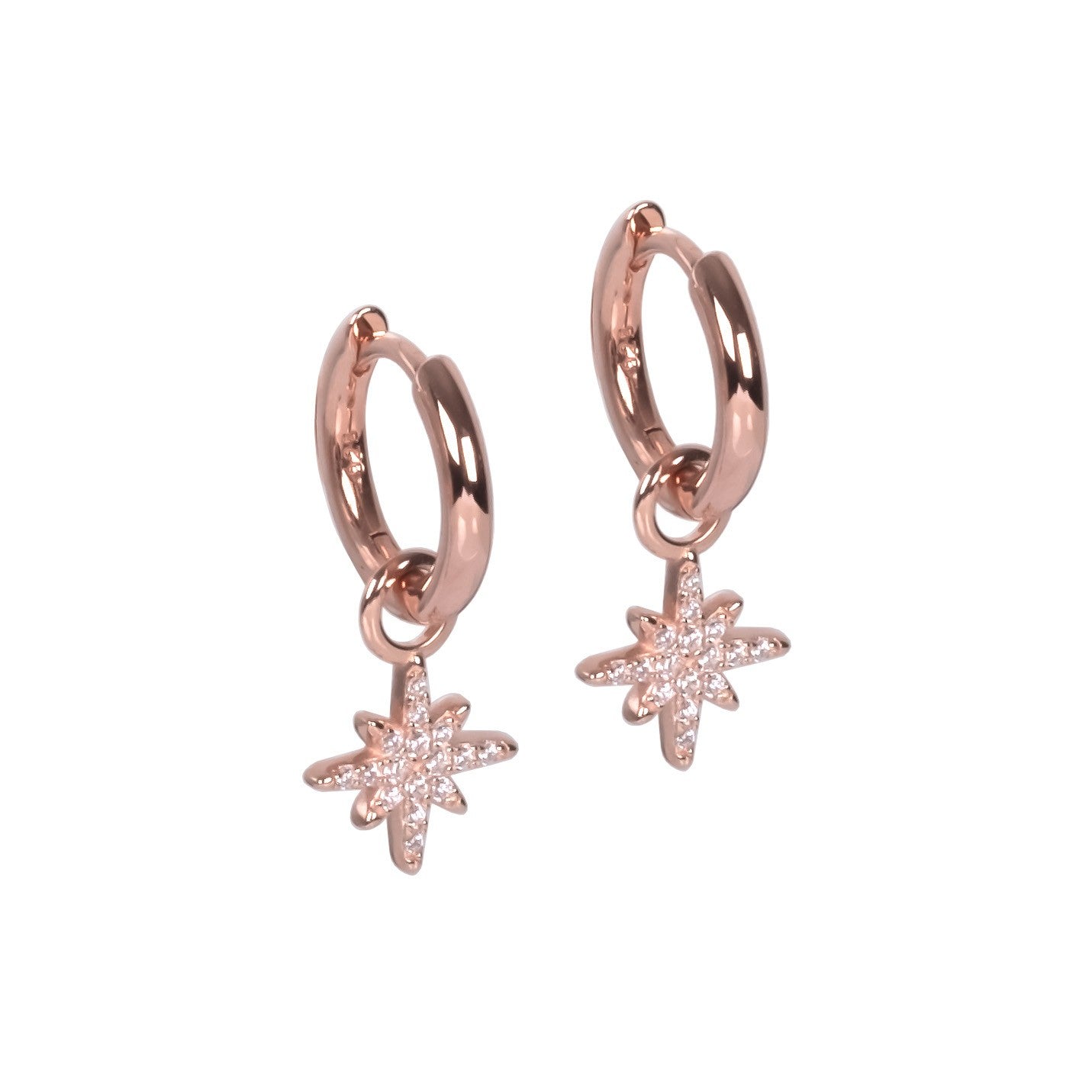 Star Charm Hoop Earrings in Sterling Silver
