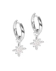 Star Charm Hoop Earrings in Sterling Silver