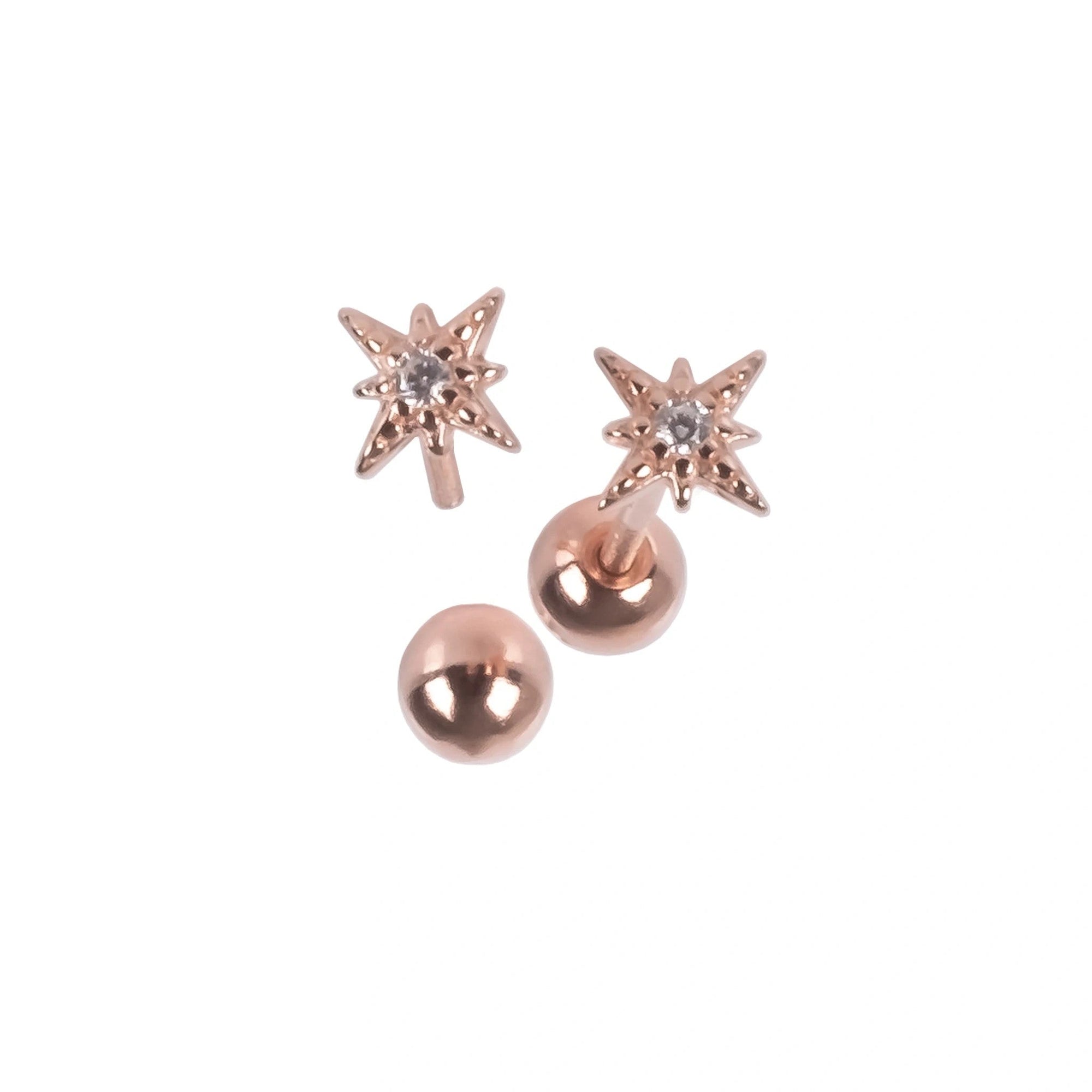 Star XS Screw Back Earrings Sterling Silver