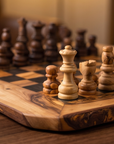 Handcrafted Olive Wood Chess Set – Premium Flat Wooden Chess Board (Multiple Sizes Available)
