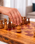 Handcrafted Olive Wood Chess Set – Premium Flat Wooden Chess Board (Multiple Sizes Available)