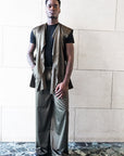 Recycled polyester Wide Pants - Black/Olive/Ocra Newlife