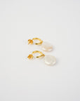 Open Back Flat Pearl Earrings