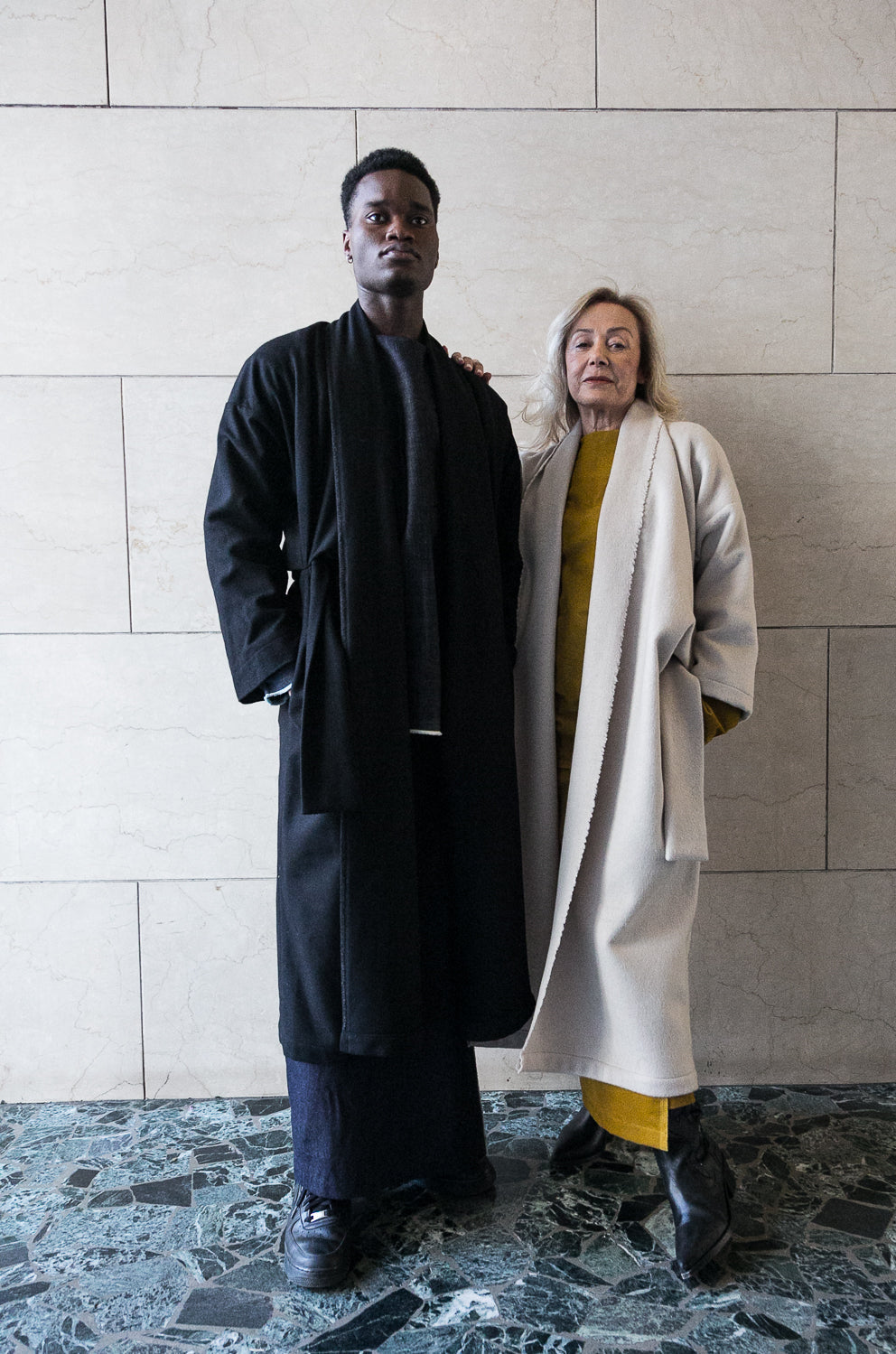 Extra Long Luciana Overcoat in Black or White