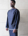 Long sleeves bateau collar shirt