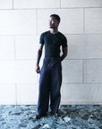 Elasticated waist wide pants with braces