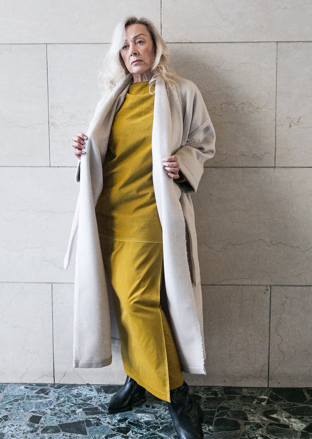 Extra Long Luciana Overcoat in Black or White