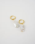 Rectangle Link Pearl Earrings