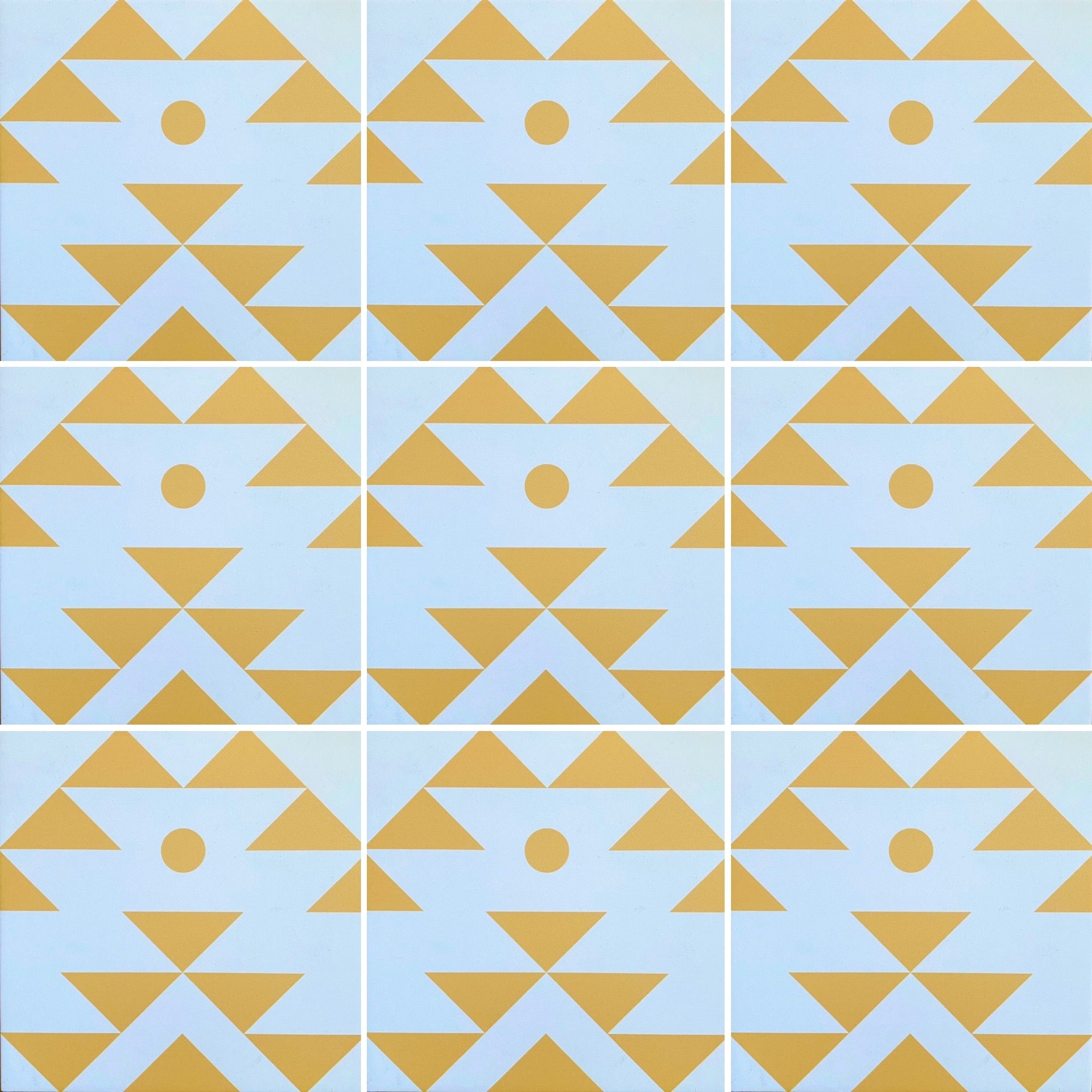 Lima yellow porcelain tile, premium anti-slip outdoor and indoor tile, stylish South American pattern, luxury 20x20cm porcelain flooring by Maria Starling Design at brixbailey.com