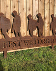Metal Lest We Forget Garden Ornament - Soldier Scene Garden Decoration