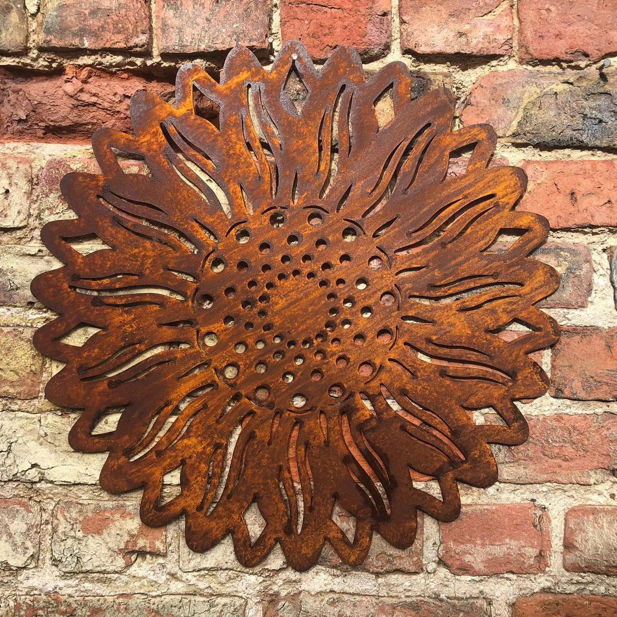 Large Rusty Metal Sunflower Garden Fence Decoration