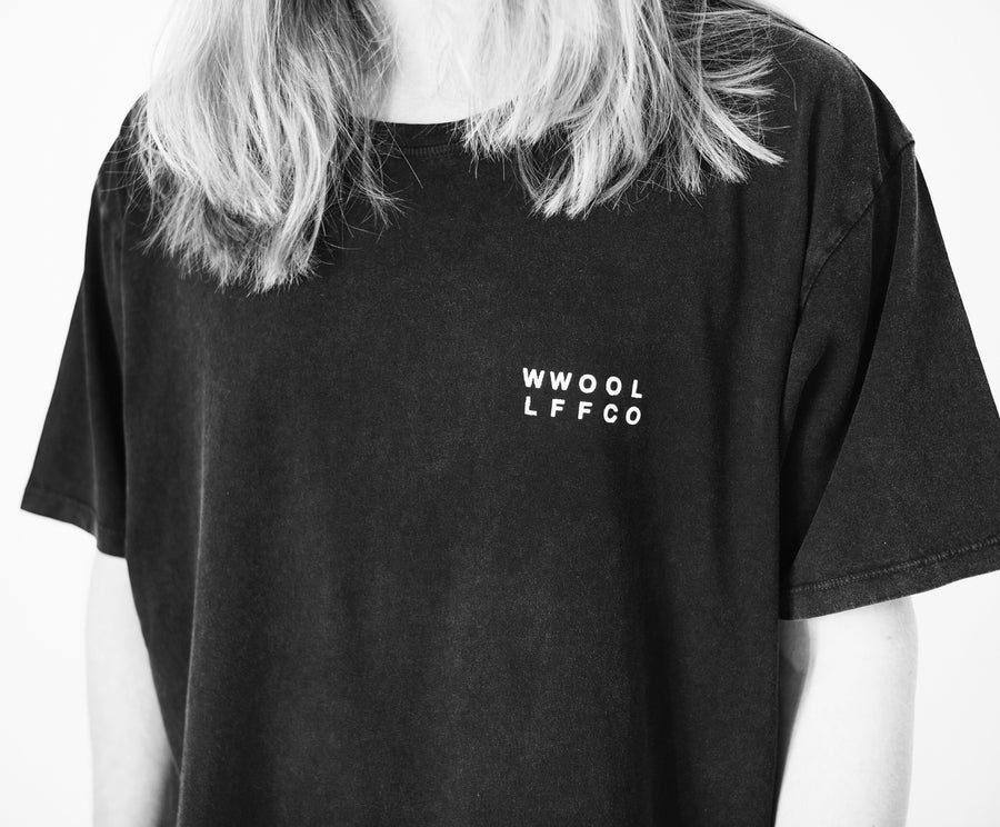 Luxury limited edition oversized black tee, handprinted organic cotton, unisex premium streetwear, made to order, fair trade certified by WWOOLLFF CO. at brixbailey.com