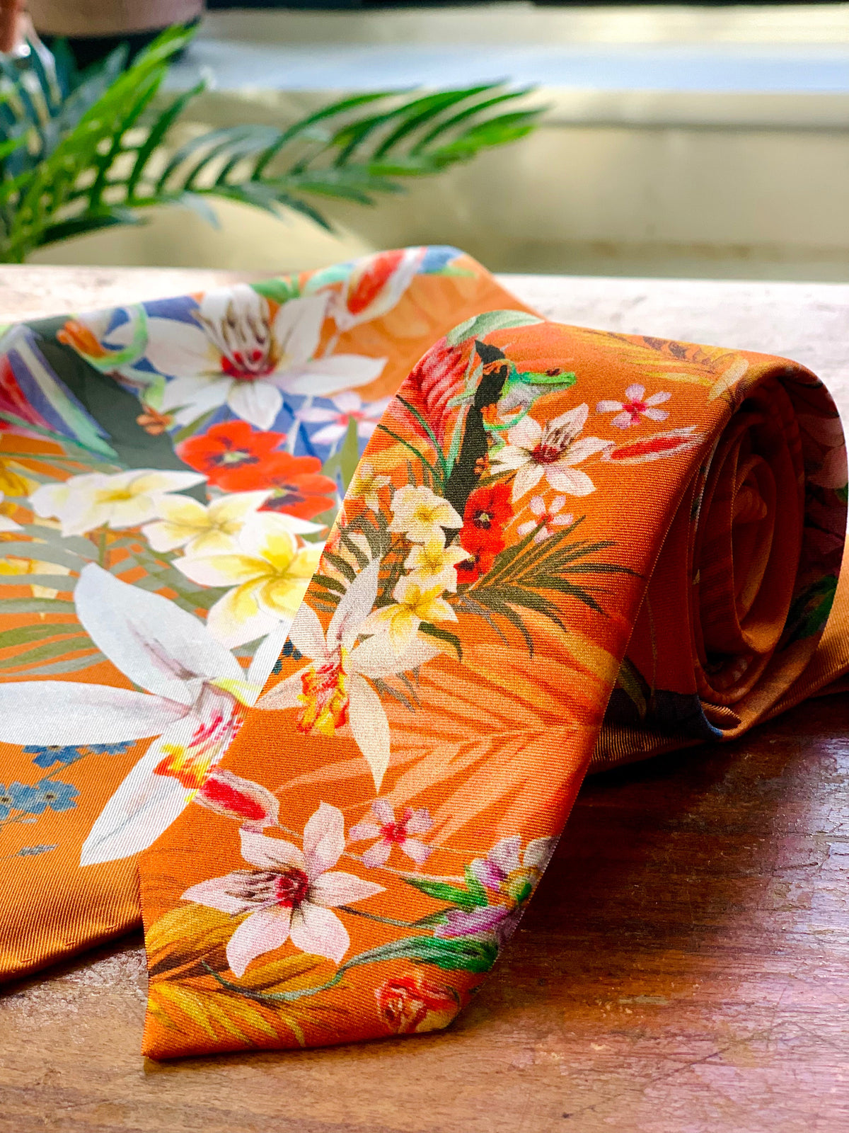 Rust Luxury Silk Pocket Square and tie in Gift set in box, 'Eden' design formal wear for weddings or groomsmen gift