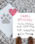 Happy birthday fellow bum sniffer (from one dog to another) pink