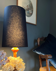 Black Cotton Lampshade | Extra Tall Cone Light Shade | Bespoke Handmade UK