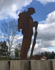 Small Rusty Metal Lest We Forget Soldier Statue