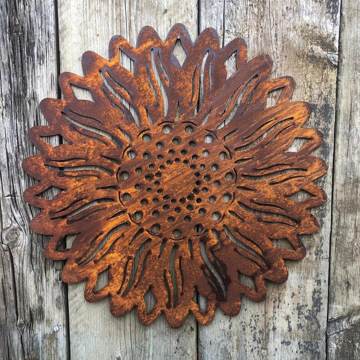 Large Rusty Metal Sunflower Garden Fence Decoration
