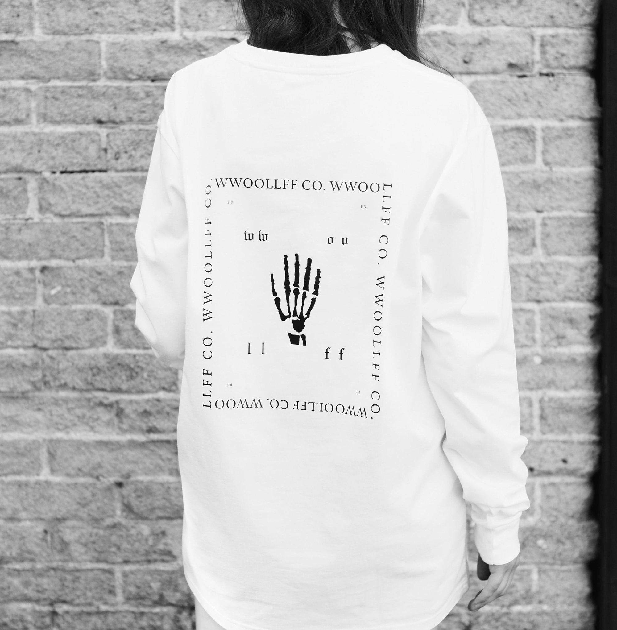 Luxury loose fit white long sleeve organic cotton shirt, handprinted premium limited edition, made to order, fair trade certified by WWOOLLFF CO. at brixbailey.com
