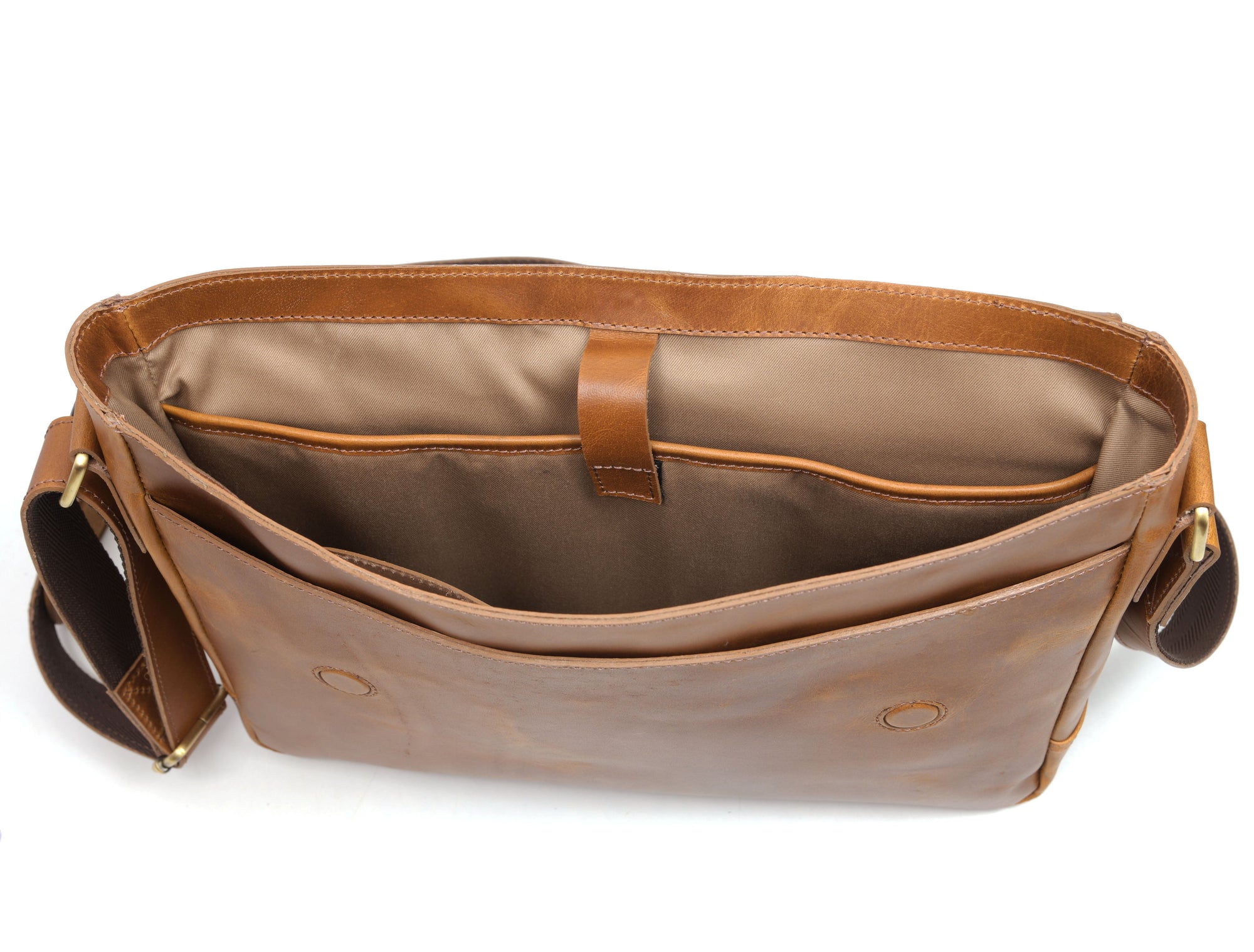 Hudson Leather Messenger Bag - Desert Tan