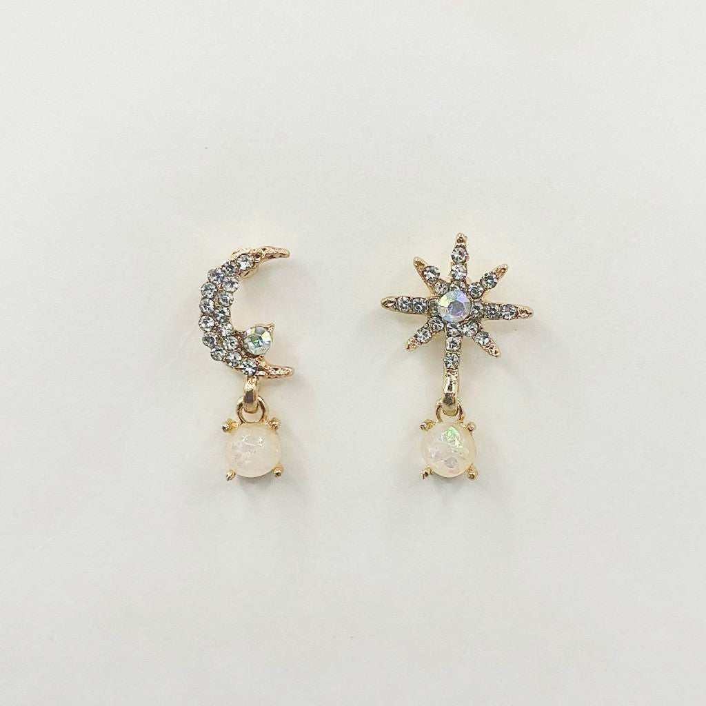 Andromeda Moon and Star Mismatched Earrings